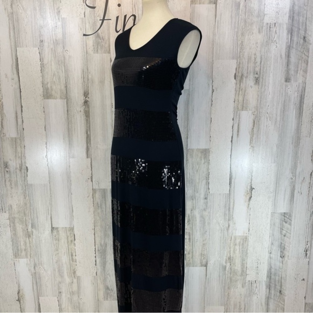 Tommy Bahama Black Sequins Scoop‎ U Neck Sleeveless Maxi Dress Sz S